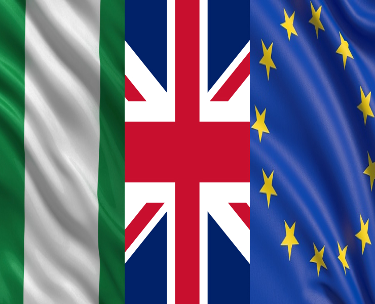 Nigeria + UK + Europe Flag